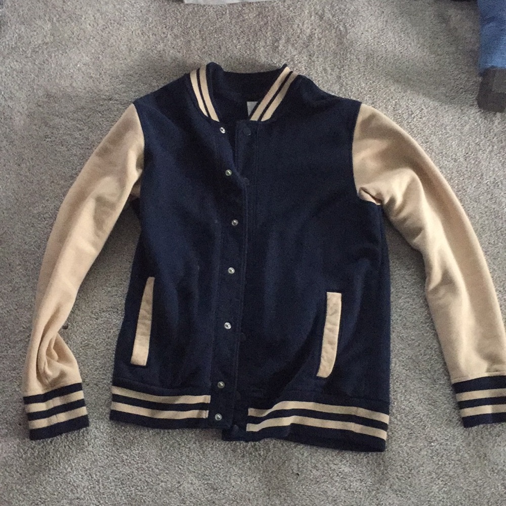 Navy and tan Old navy letterman jacket